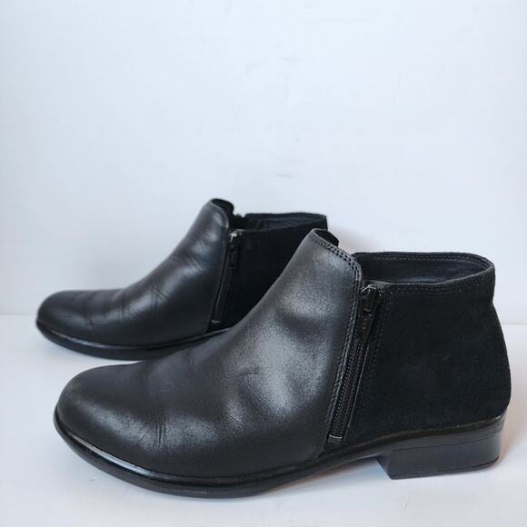 NAOT Helm Boots Womens Size 39 EU 8.5 US Black Raven Leather Suede Ankle Booties - Picture 3 of 14